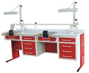 2.15m Long Dental Lab Table Work Bench for Two Technicans with Air Guns and Suctions