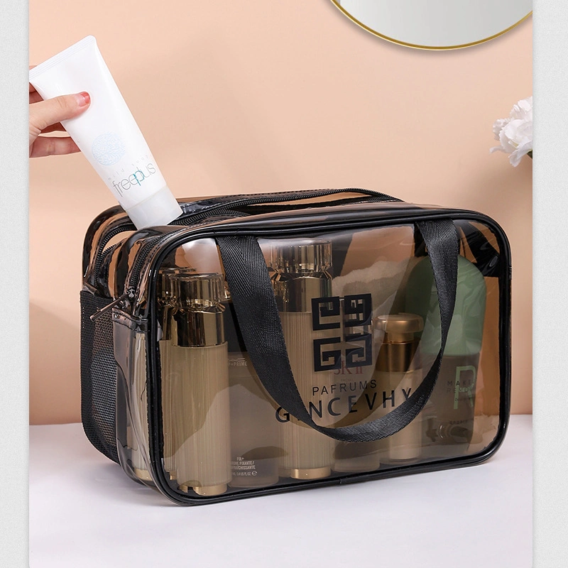 PVC Cosmetic Bag Waterproof Clear Transparent Vinyl Plastic EVA Zipper Toiletry Pouch Makeup Toiletry Storage Purse Gift Packaging Travel Bath Washing Bag