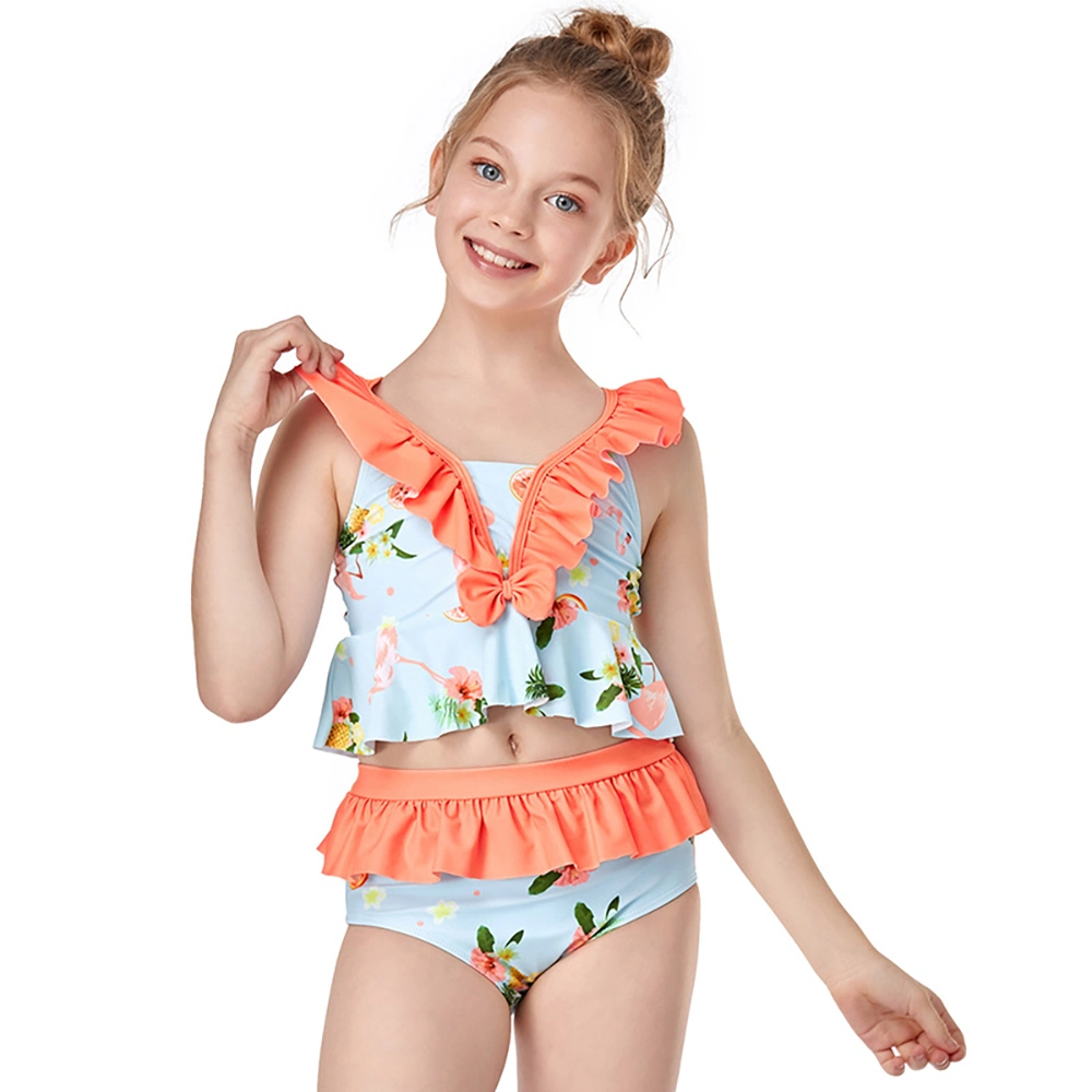 New Girls Swimsuit Small Lotus Leaf Split Swimsuit Children Bikini Beachwear