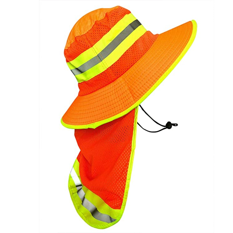 High Visibility Reflective Work Safety with Neck Flap Boonie Hat Hi Vis Bucket Cap