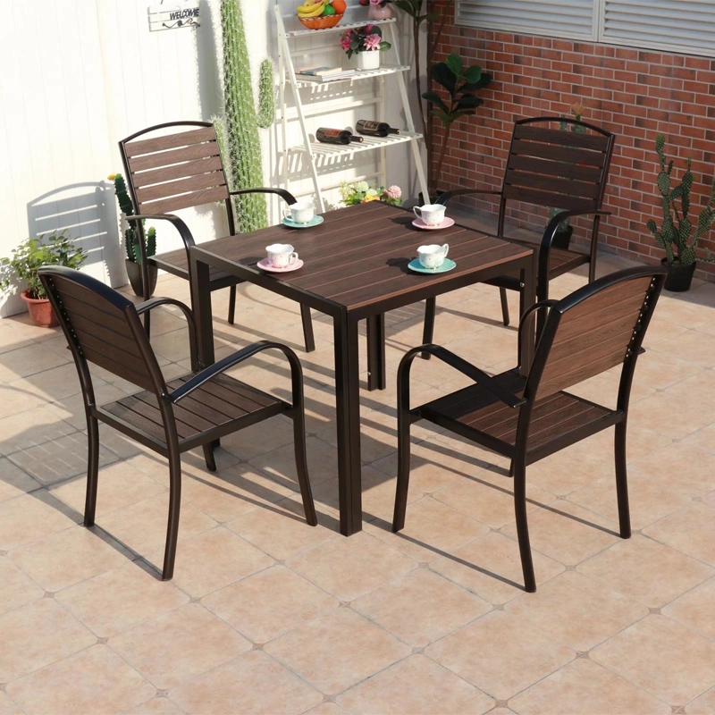 Outdoor Cafe Chairs and Tables for Outdoor Garden Villa Outside The Table Open-Air Balcony Recreational Plastic Wood Furniture