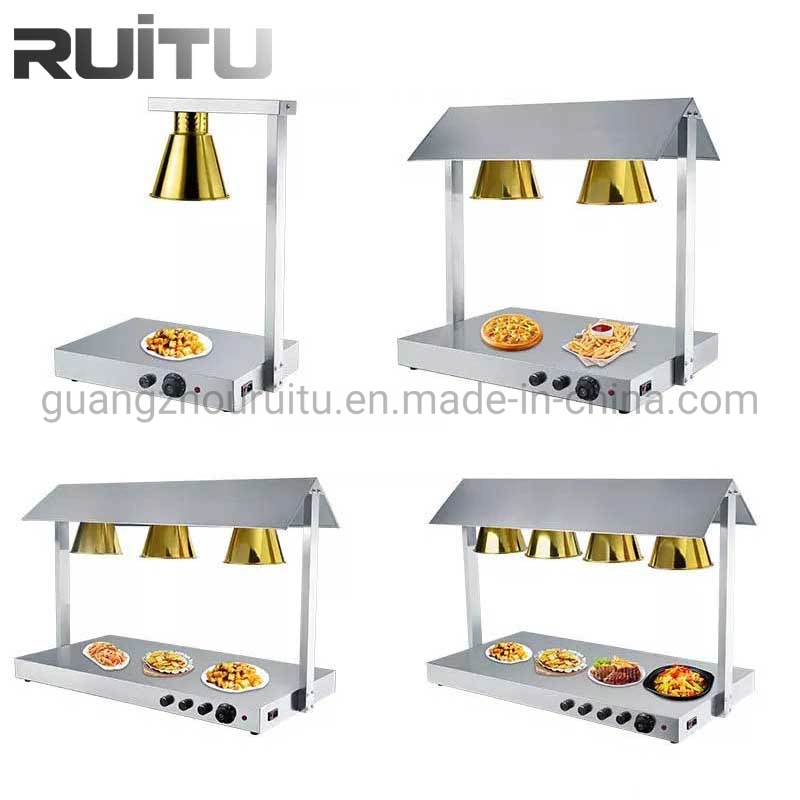 Kitchen Equipment Cafeteria Gold Stainless Steel Telescopic Flexible 250W Hanging Electric Heat Infrared Buffet Server Food Warmer Lamps Catering