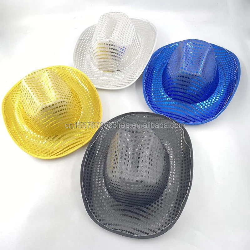 2023 populaire Design Party Supply LED clignotant Cowboy Hat Factory Alimentation