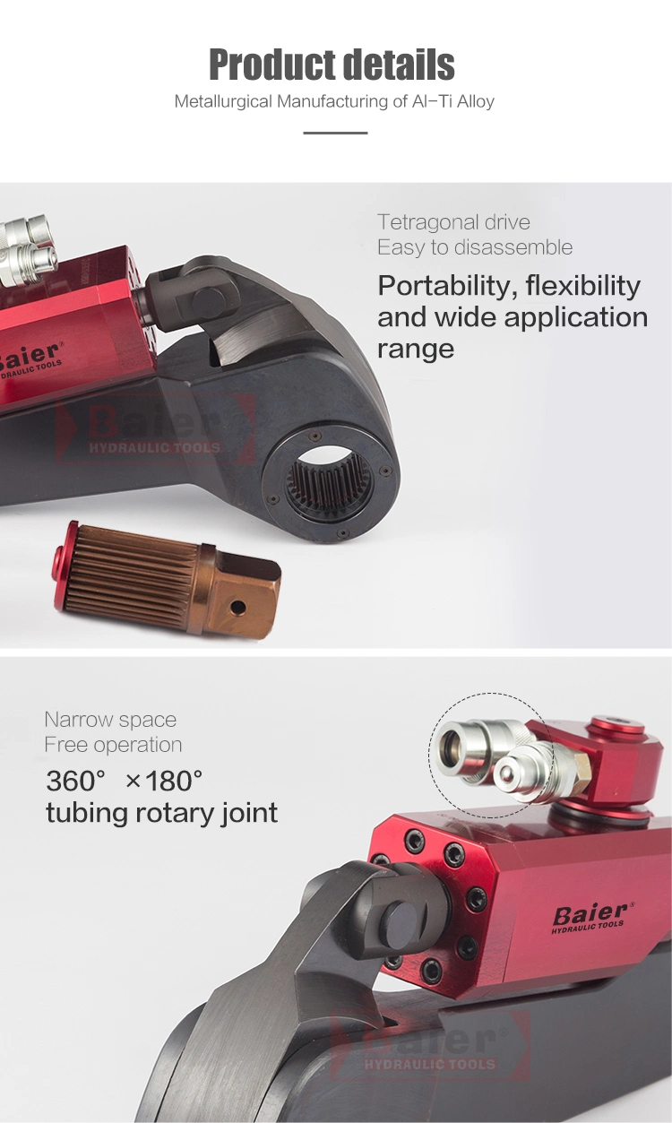 700 Bar Working Pressure Square Drive Type Hydraulic Torque Wrench with Extended Reaction Arm