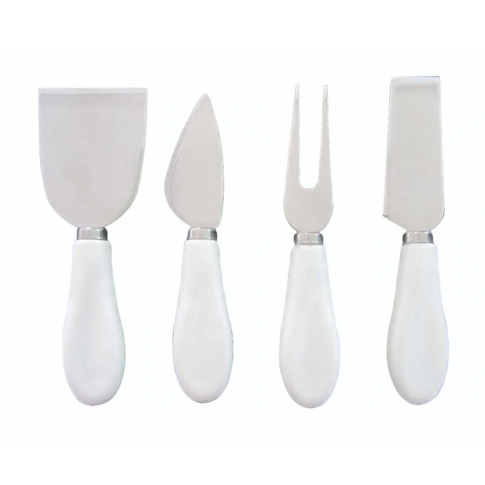 4PCS White Ceramic Handle Hard/Soft Cheese Knife Utensil Set