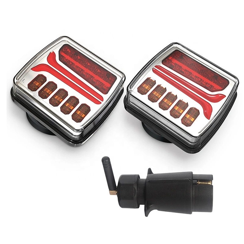 Wireless LED Magnetic Lights Kit for Trailer Tractor Rechargeable Magnetic Tail Lamp Kit with Case