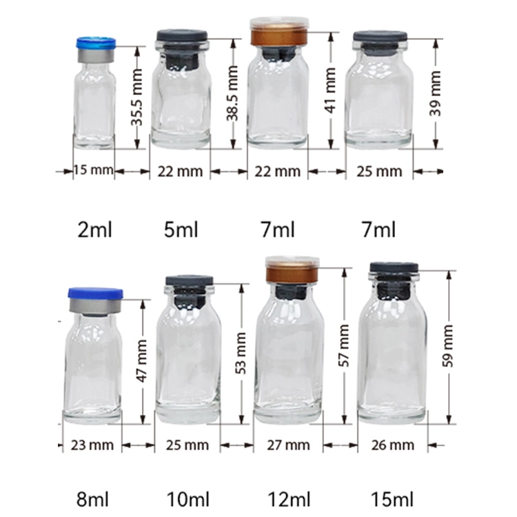 Custom Thin 9ml 10ml 18ml 20ml Liquid Clear Freeze Dry Small Glass Vials for Injection