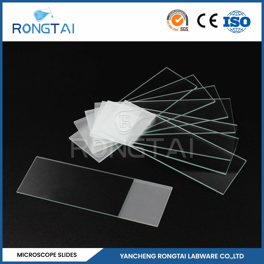 Fábrica de consumibles médicos de Rongtai portaobjetos de microscopio de células animales China 7101 7102 7105 7107 7109 14mm portaobjetos de vidrio pellizcado