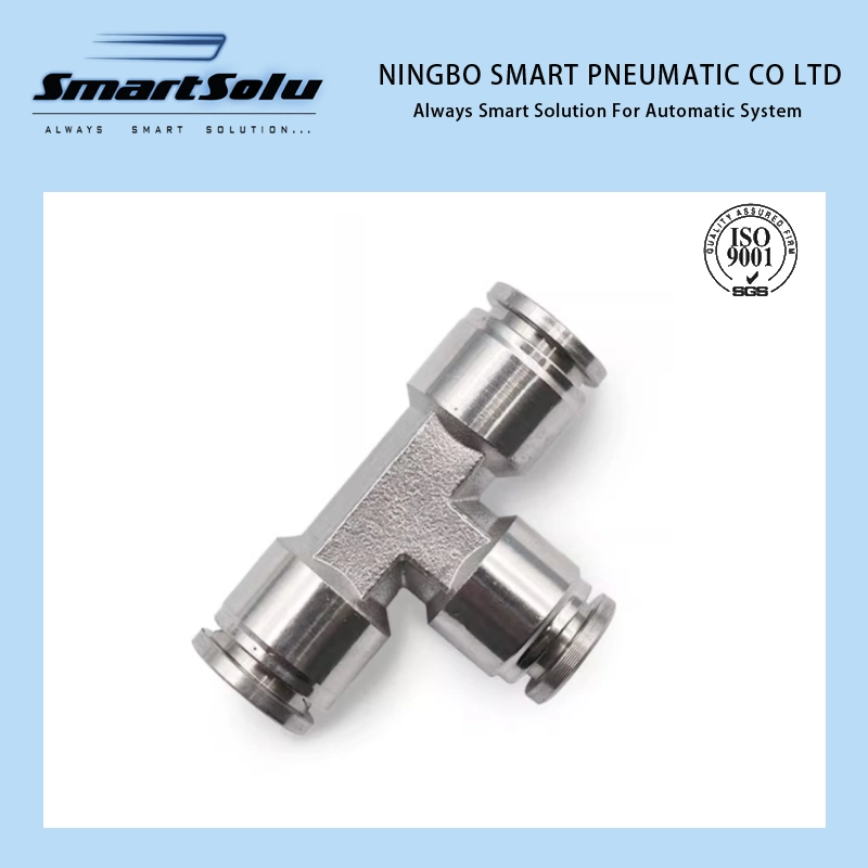 Tkc-PE-G Nickel Plated Brass Tee Pneumatic Quick Connect Fitting for PU Tube with O-Ring