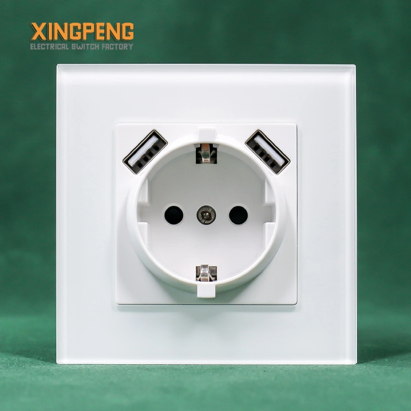 CE RoHS EMC Certificated German Socket Electrical Socket with Type a+C /a+a Glass Plate Socket