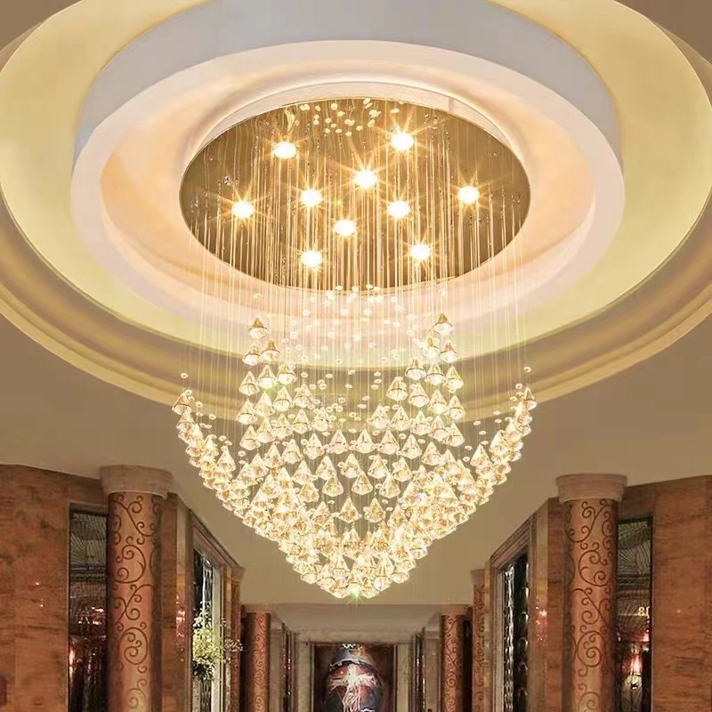 Cascada de ronda el diseño de iluminación de gotas de lluvia Boda Hotel Crystal araña de luces decorativas