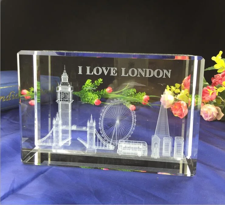 3D Laser Engraving Crystal Building Model