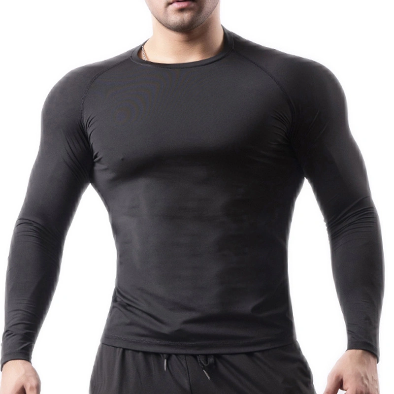 Apretado ropa Fitness Hombre de gran elasticidad transpirable de secado rápido de Ráfaga de camiseta de Baloncesto de sudor corriendo Long-Sleeved ropa deportiva