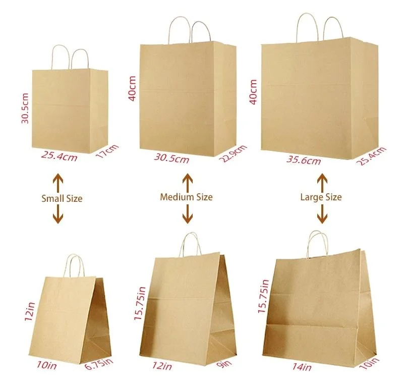 Kraft Recycled/ Printing /Packaging/Gift / Shopping /Brown /Black/White Paper Bag with Handle