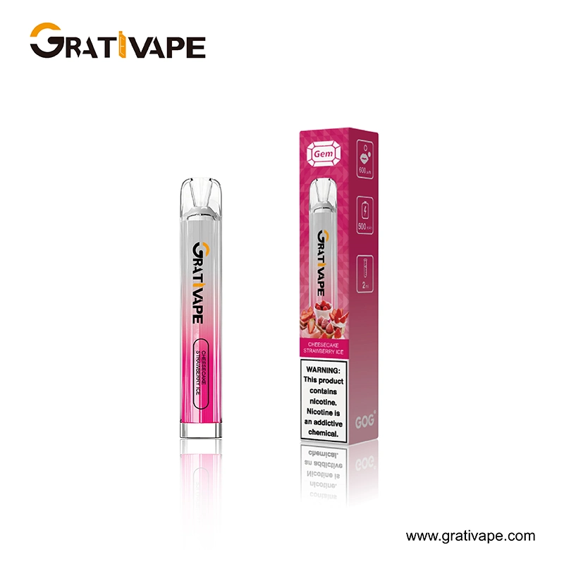 2023 New Popular Grativape Gem 600puffs Disposable Vape Rechargeable E Cigarette Vape