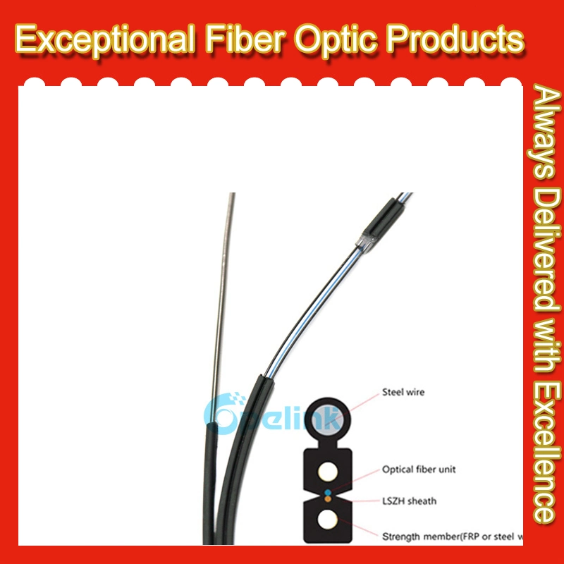 Cable de fibra óptica de caída autorresistente FTTH Gjyxch en forma de 8, 1/2/4 núcleos GJYXFCH