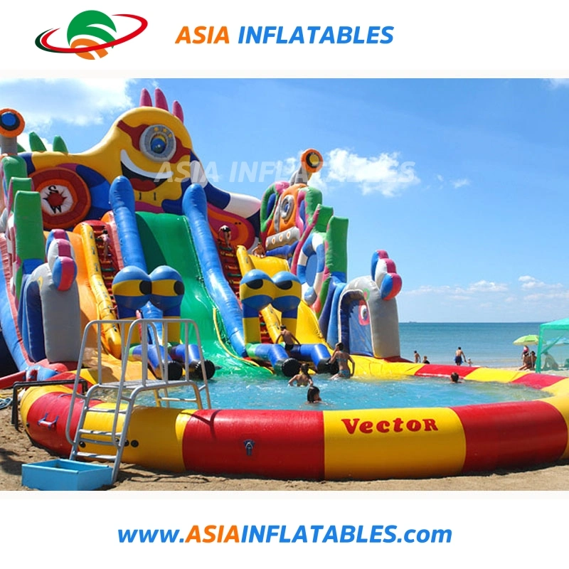 Inflatable Land Water Park with Pool Inflatable Amusement Park