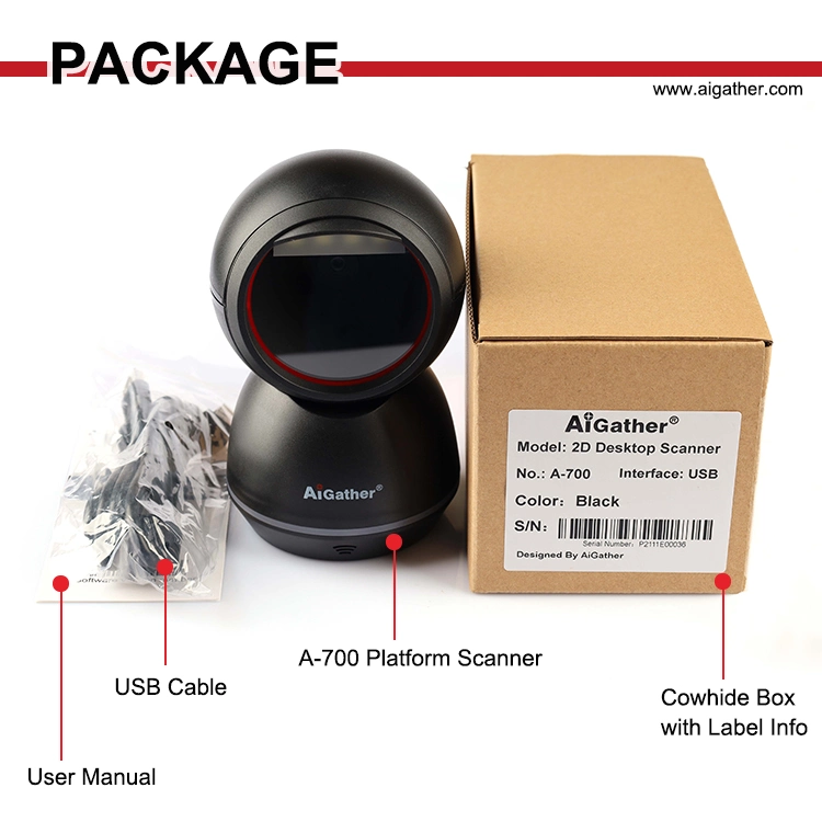 Aigather Supply 2D Platform 2D Desktop Global Shutter Barcode Scanner