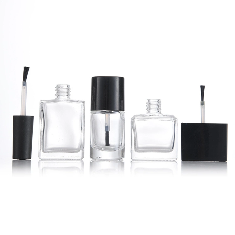 OEM 10ml 12ml 15ml Wholesale/Suppliers Empty Square Glass Matte Gel Customized Nail Polish Bottle with Cap and Brush