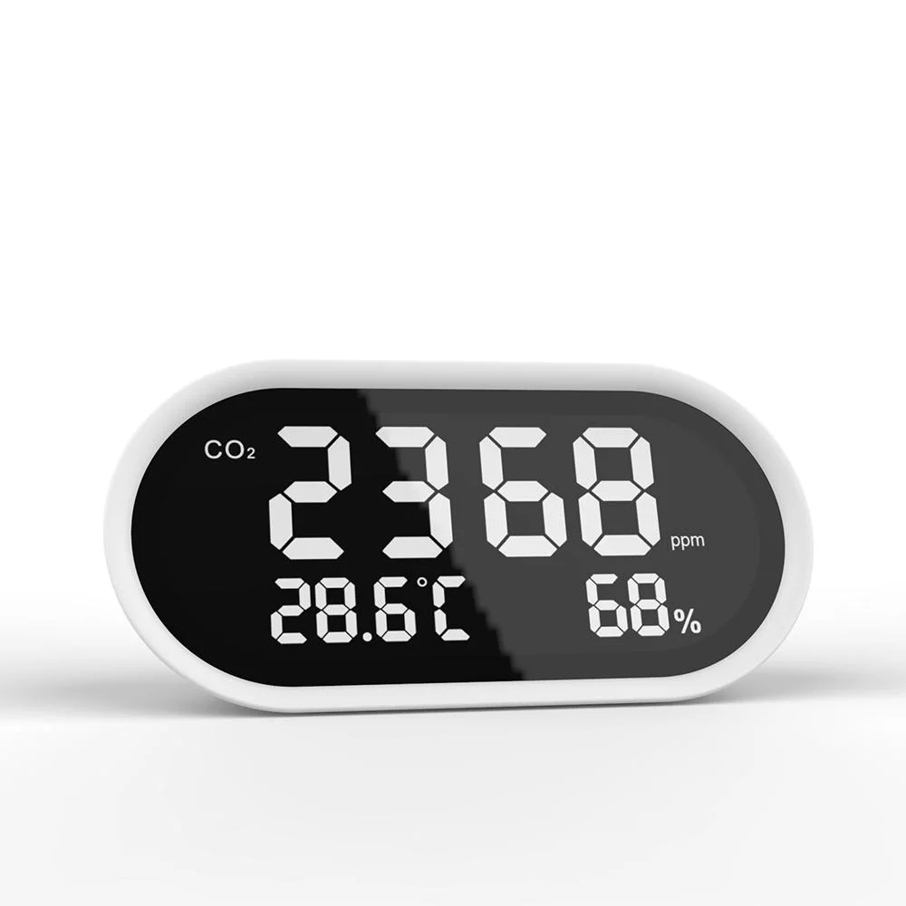 Typ-C Ladeanschluss Desktop CO2 Detektor Schlafzimmer Luftqualitätsanalysator LED-Display für Temperatur und Luftfeuchtigkeit