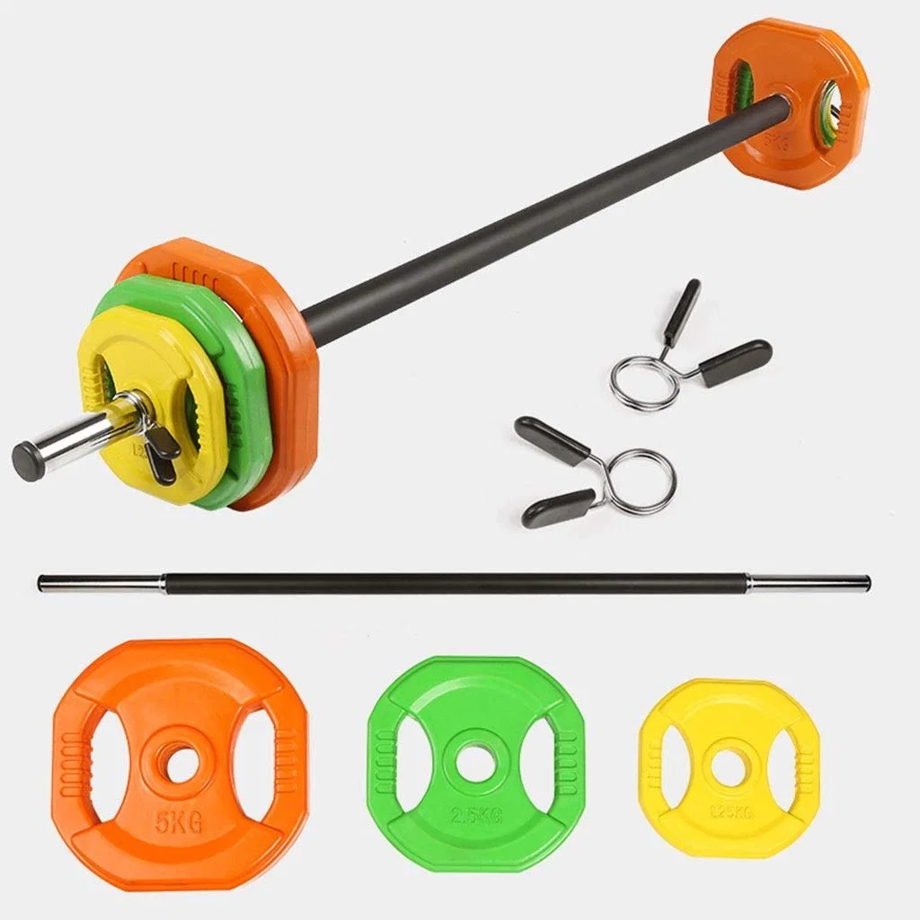 Venta caliente de equipos de fitness con recubrimiento de caucho de color equipos de fitness levantamiento de pesas barras ajustables de 20 kilogramos barras