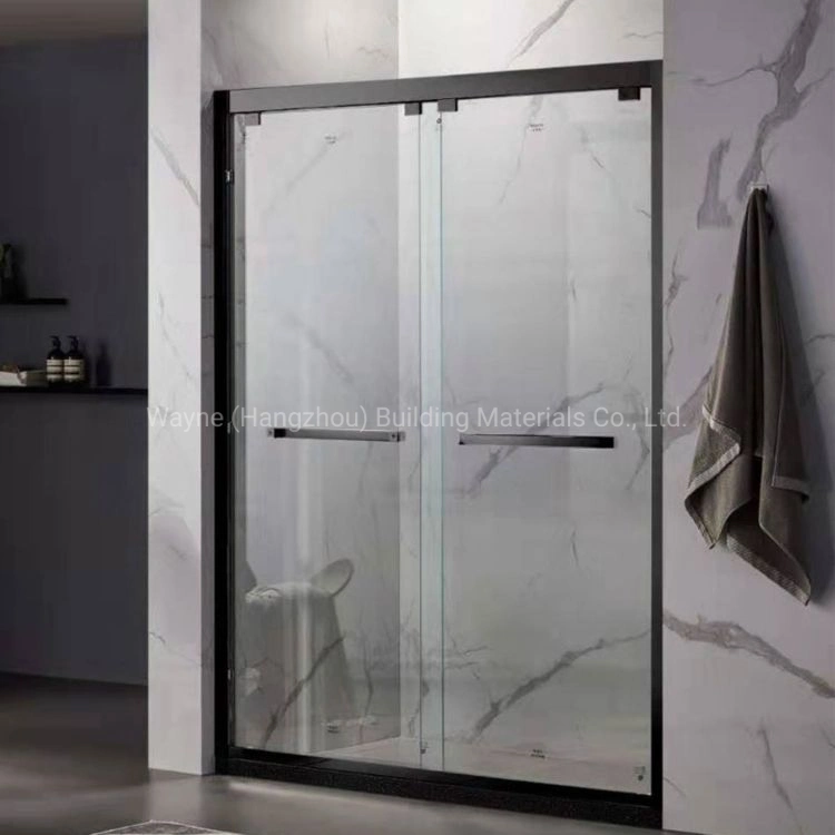 Bathroom Simple Shower Room with Sliding Glass Door with Stainless Steel Square Frame