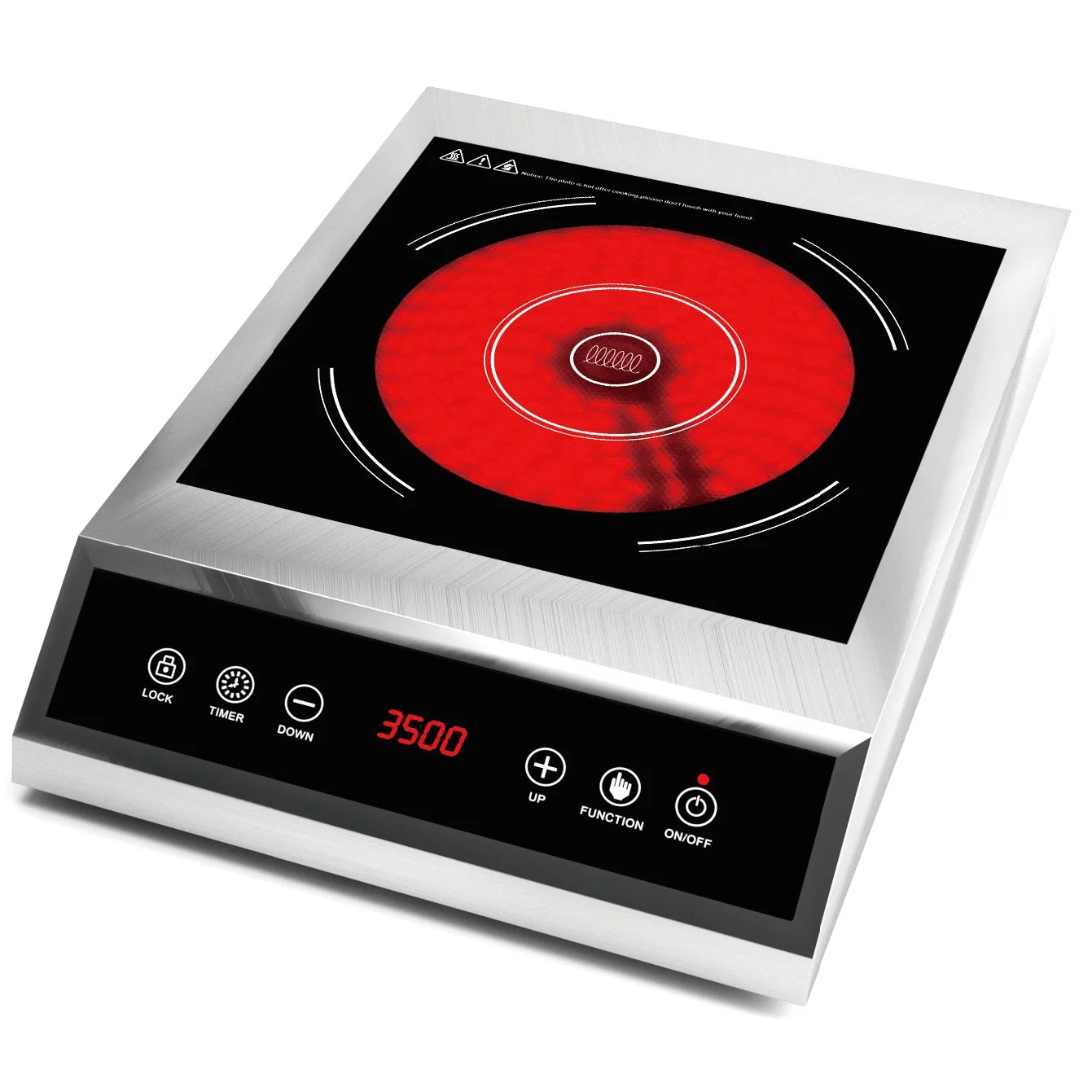 Cuerpo de acero inoxidable 3.5kw infrarrojos comercial Cocina Cocina Cocina de inducción con pantalla táctil plana