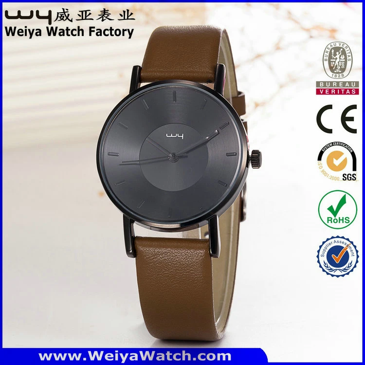 Casual Custom Service Leather Strap Quartz Ladies Wrist Watch (Wy-105A)