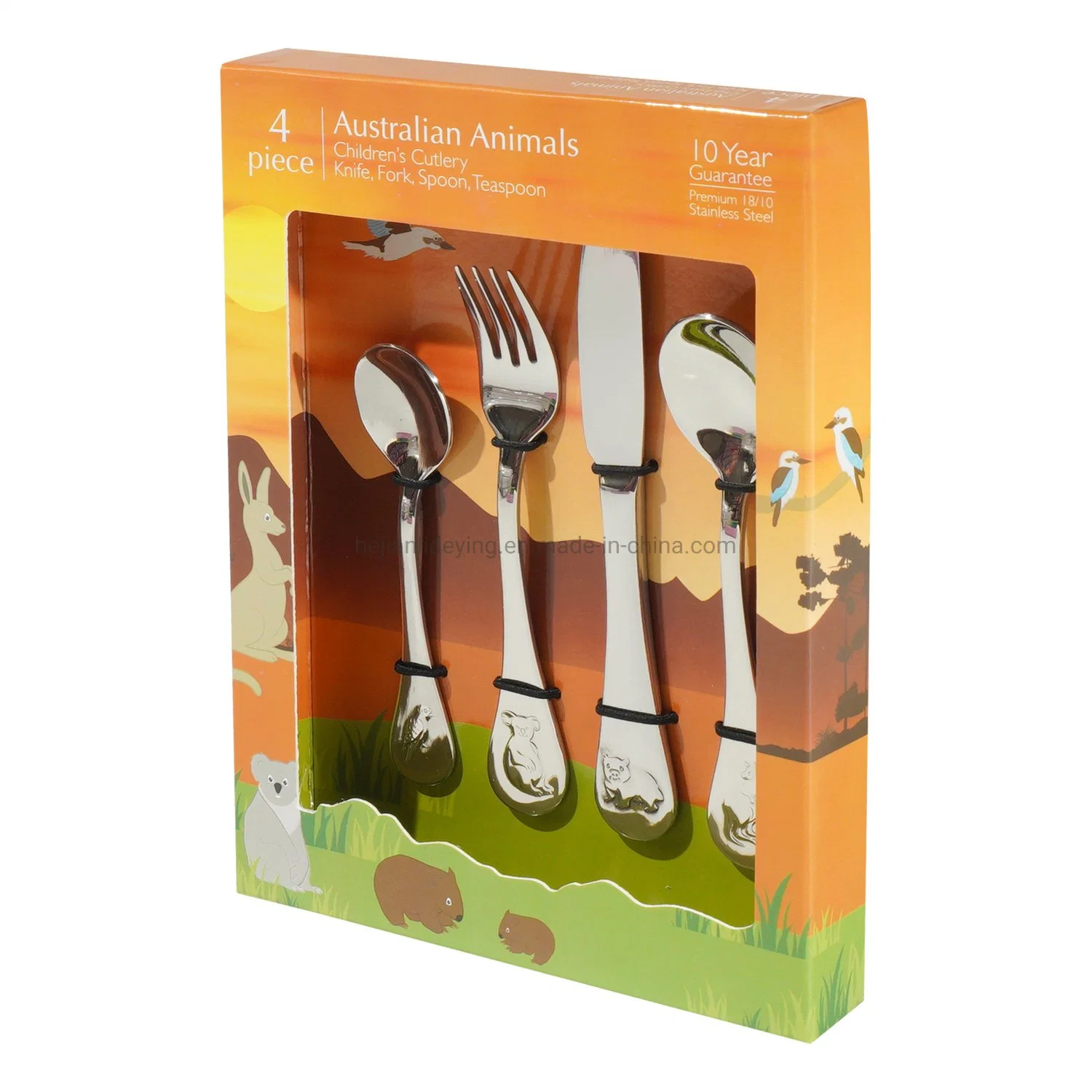 304 مجموعة أدوات طعام للأطفال من الفولاذ المقاوم للصدأ ، مجموعة من 4 قطع ، مع صندوق هدايا