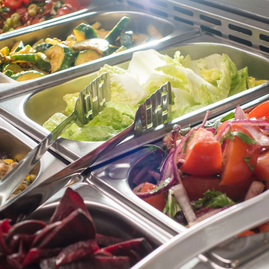 Restaurante comercial mesa de preparación para la Ensalada de stand con la cubierta superior