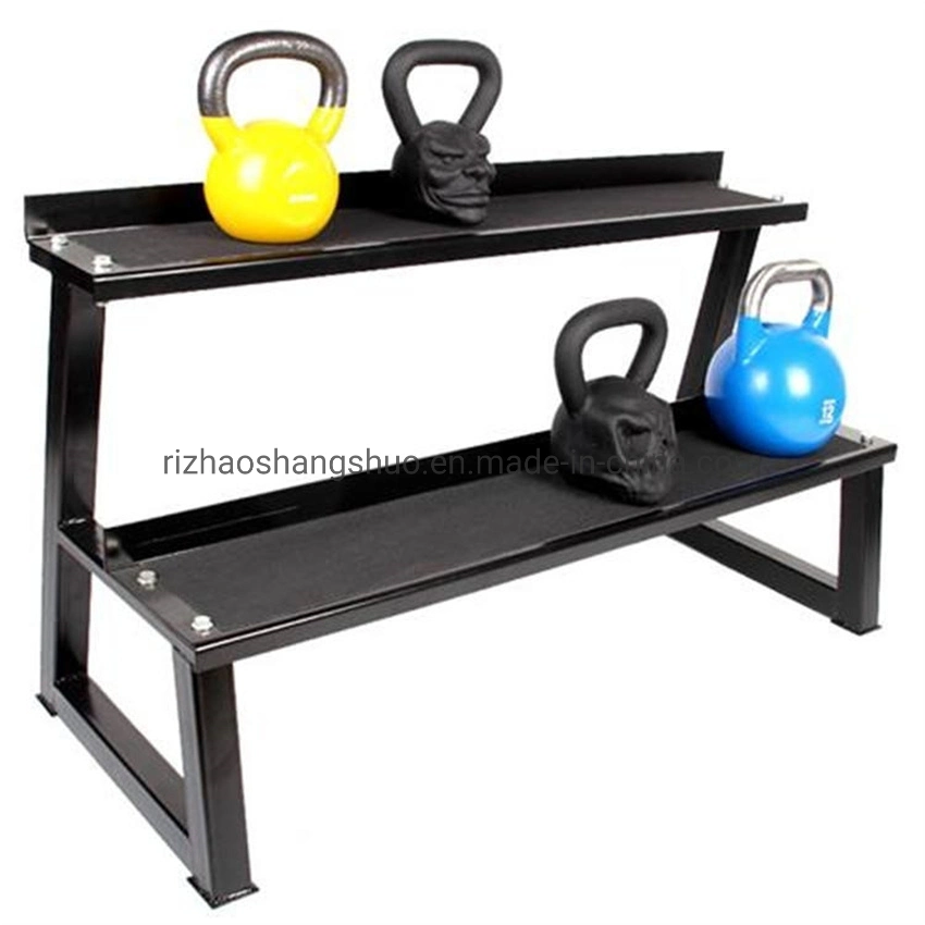 Commercial horizontal Kettlebell équipement de fitness Body Building Accessoires de gym 2 Étagères de rangement Kettlebell