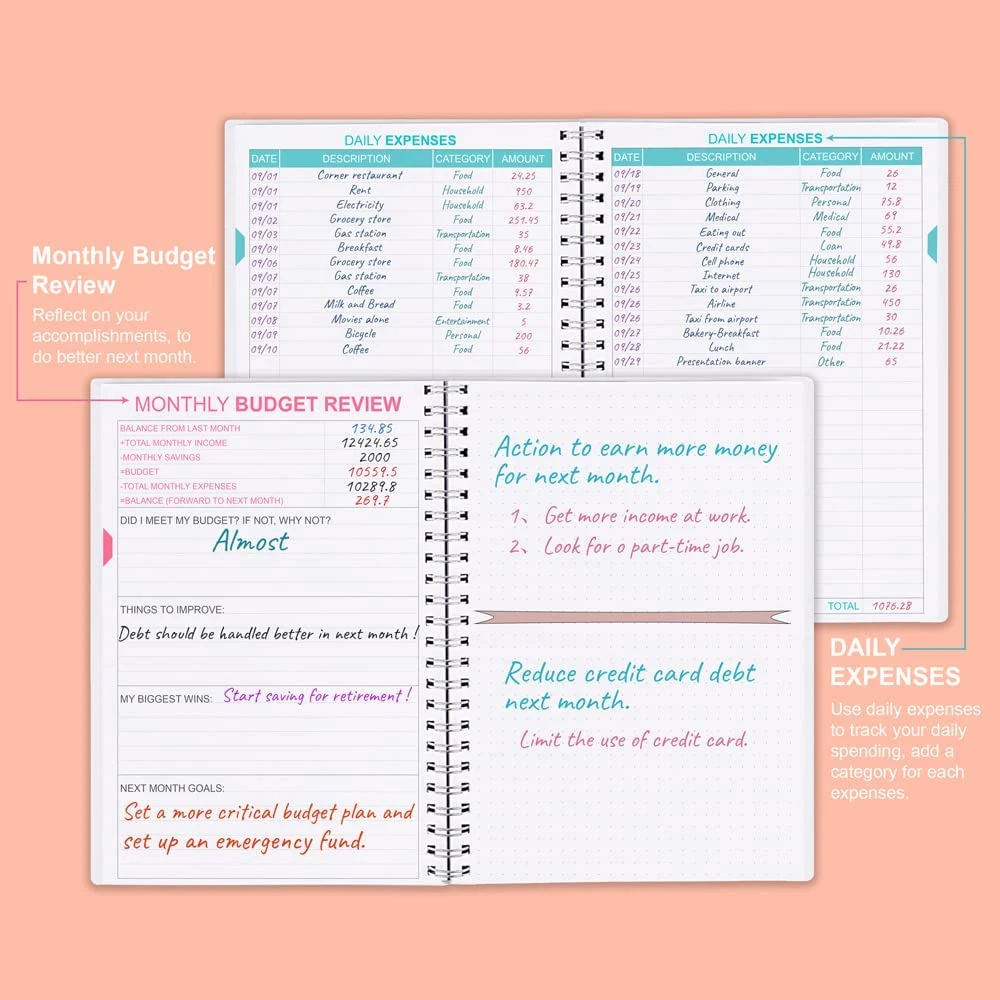 2022 Journal anneaux personnalisés Binder planificateur de budget pour ordinateur portable