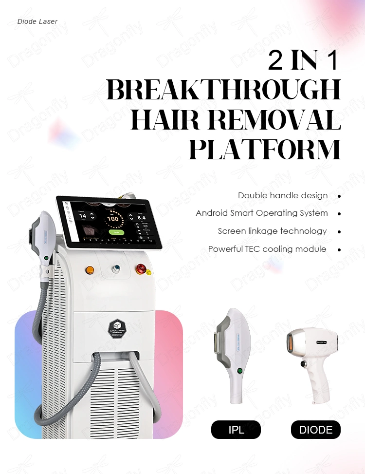 2022 Hot Sale 2in1 Diode laser & IPL Laser Ice Platinum Titanium IPL Hair Removal Machine Skin Rejuvenation Beauty Equipment