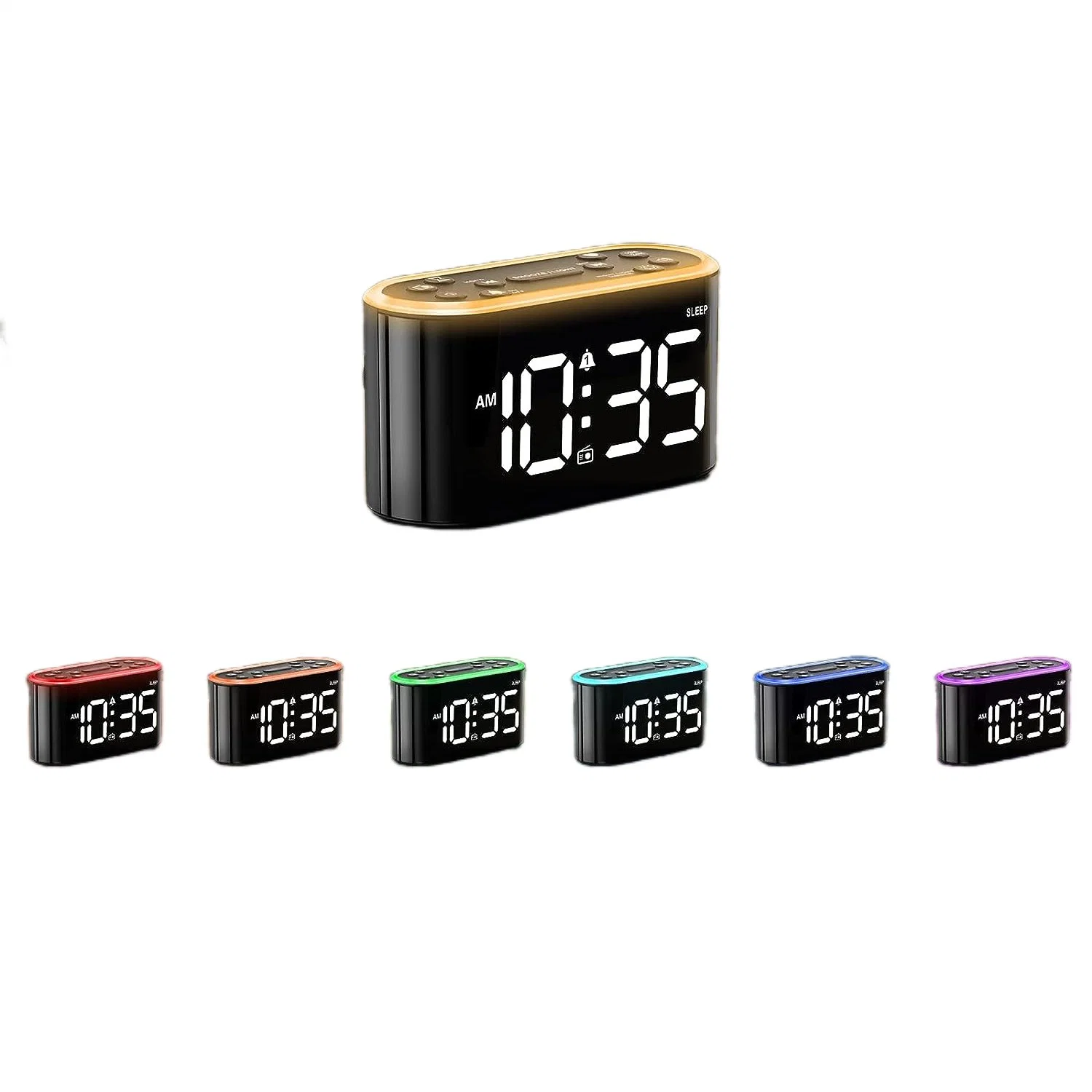 7 Colorful Night Light Digital Pll FM Radio Dual Alarm Clock