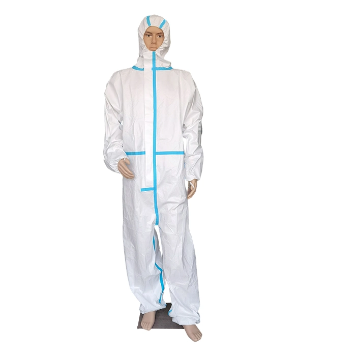 Xiantao Factory Wholesale Pharmaceutical Manufacturing Impervious Coverall Type 4 Ultrasonic Seamed Cleanroom Overalls with Hood with Boots