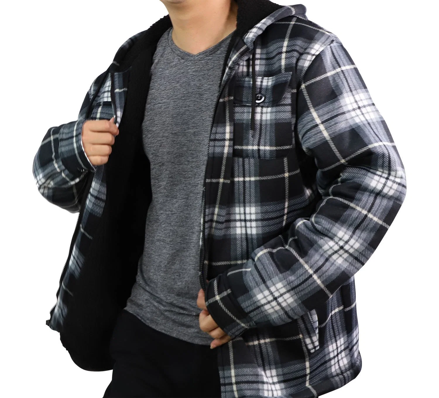 Wholesale/Supplier Plain Man Blanket Cotton Zipper and Sweat Jacket Windproof Fashion Plaid 100% Organic Cotton Fleece Men Leisure Clothing Sustainable Hoodie