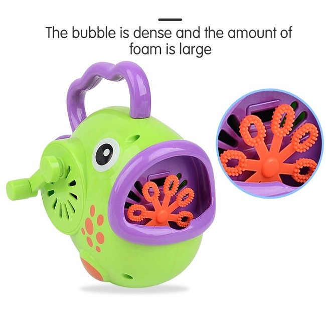 Hand Cranked Cartoon Fish Bubble Machine Toy Blowing Soap Bubble Maker Game Set Cute Plastic Bubble Toys for Kids Summer Gift Toys Bubble