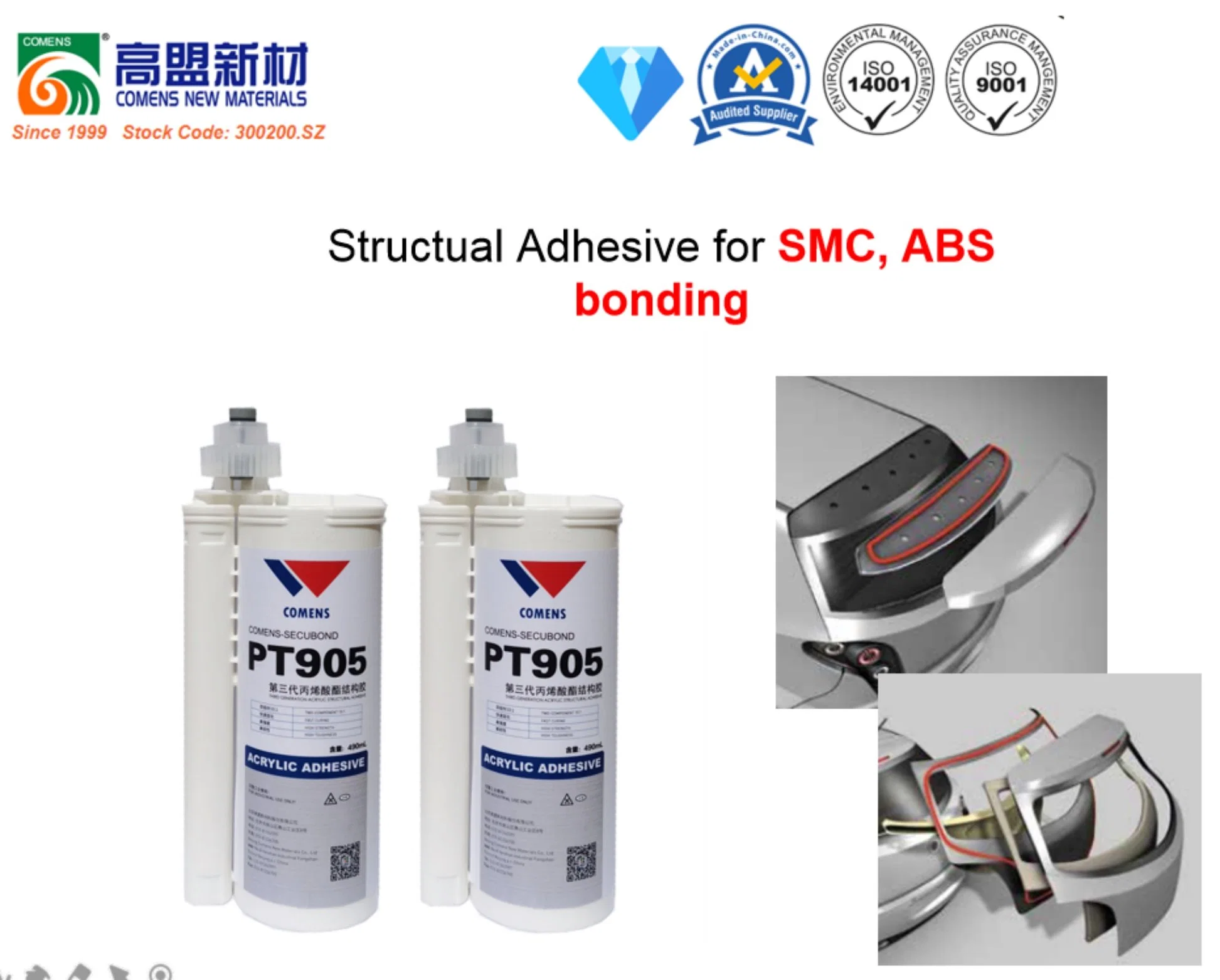 Good Adhesion Two Component Acrylic (MMA) Adhesive for Panel to Frame Bonding (PT905)