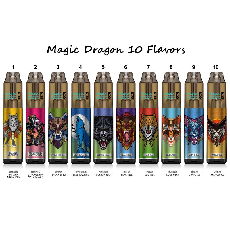 Magic Dragon Einweg-Affen 7000 Puffs Nikotin 6 Farben RGB Light Tobacco License Company