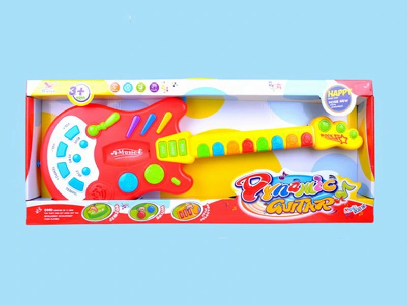 Filhos de plástico engraçado Cartoon Guitarra brinquedo musical com microfone