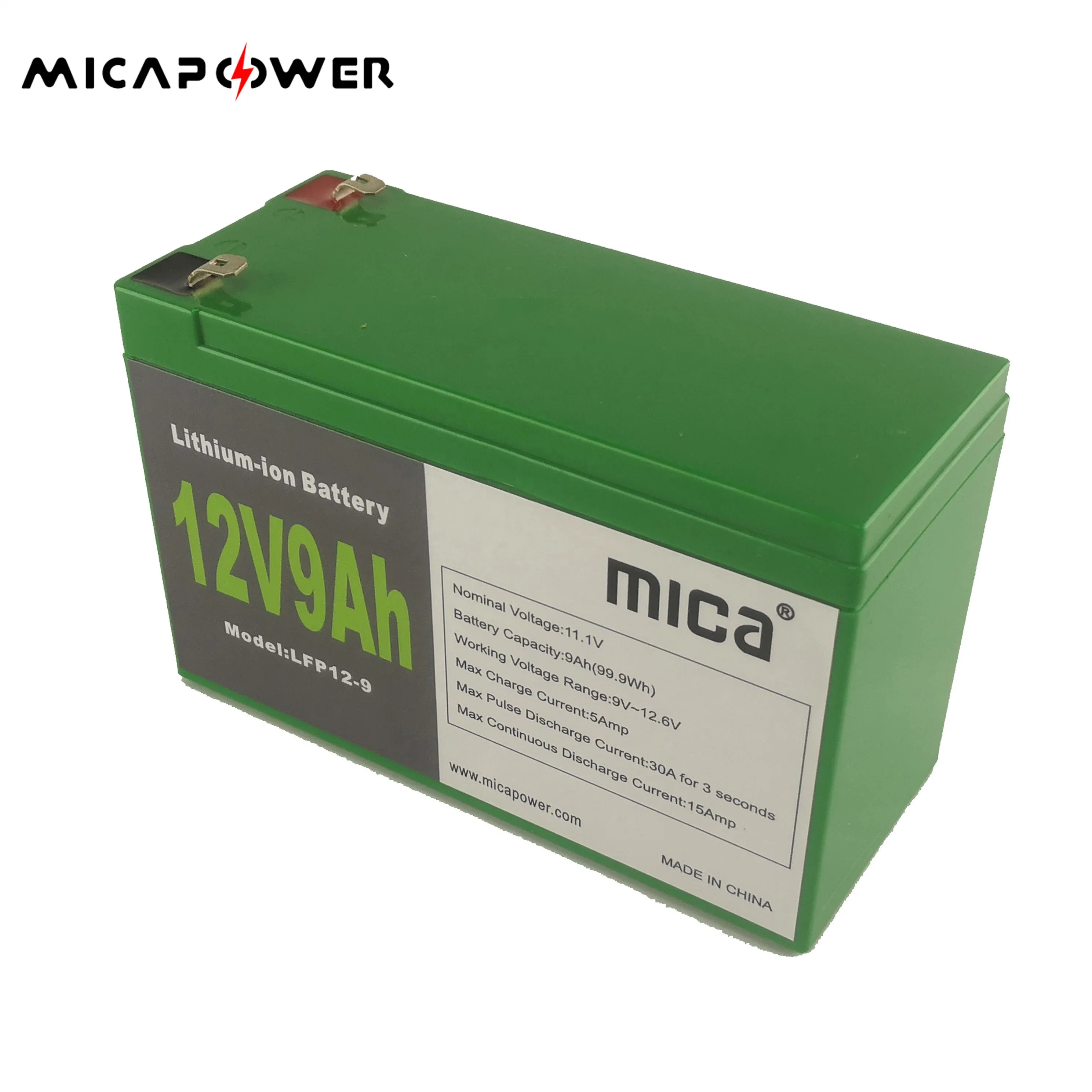 Mica 12V 9ah 1kwh Lead Acid Batteries Rechargeable Lithium Ion Battery