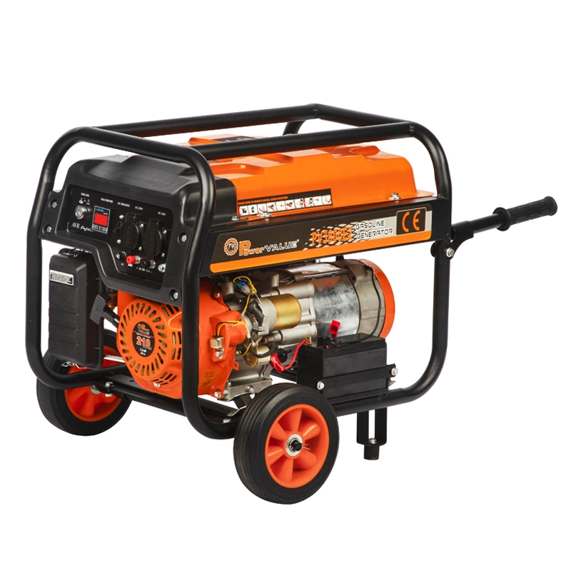 Power Value Taizhou 110V 220V 2.5kw 7HP Portable Electric Start Gasoline Petrol Generator with Handles and Wheels for Sale