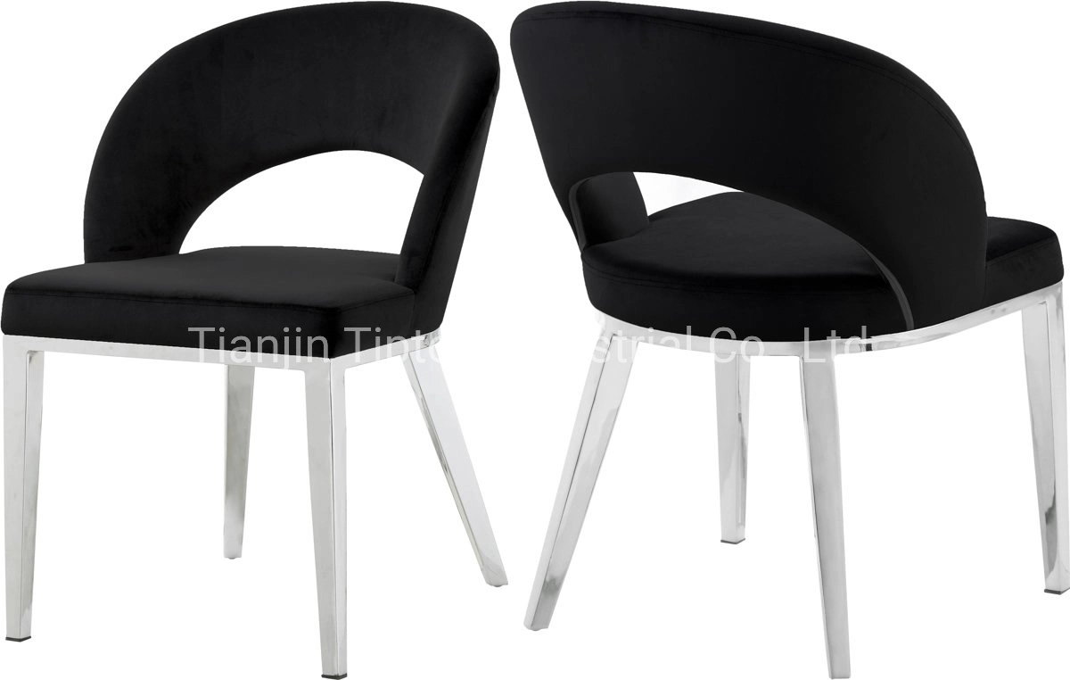 Modern Luxury Velvet Cushion Dining Chair Stainless Steel Waiting Bench &amp; Chair Supplier