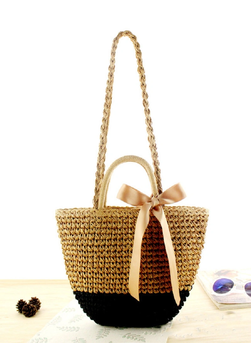 Women Hand Woven Rattan Summer Beach Straw Handbag Shoulder Bag for Travel Everyday Use Wyz16468