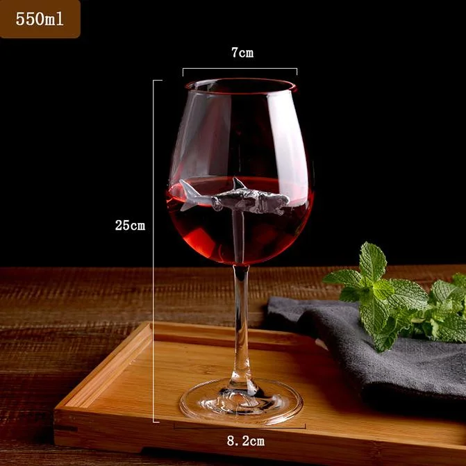 Creative Shark Clear Glass Wine Goblet High Borosilicate Glassware Long Stem Red Wine Glass