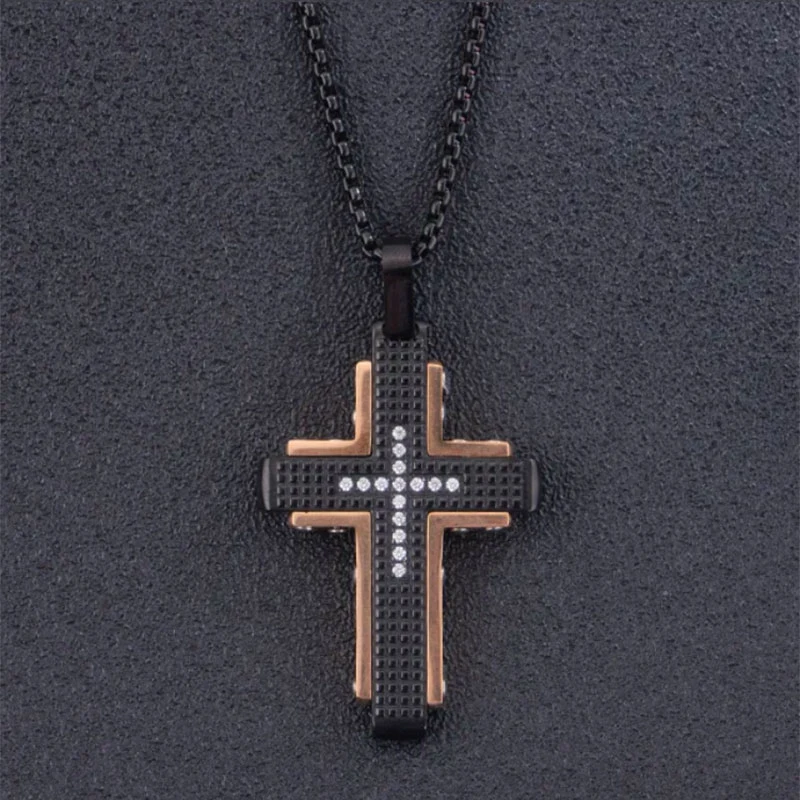 Nouvelle arrivée, les hommes" s Modèle d'onde simple collier pendentif Croix Bijoux en acier inoxydable pour les hommes et femmes Bijoux