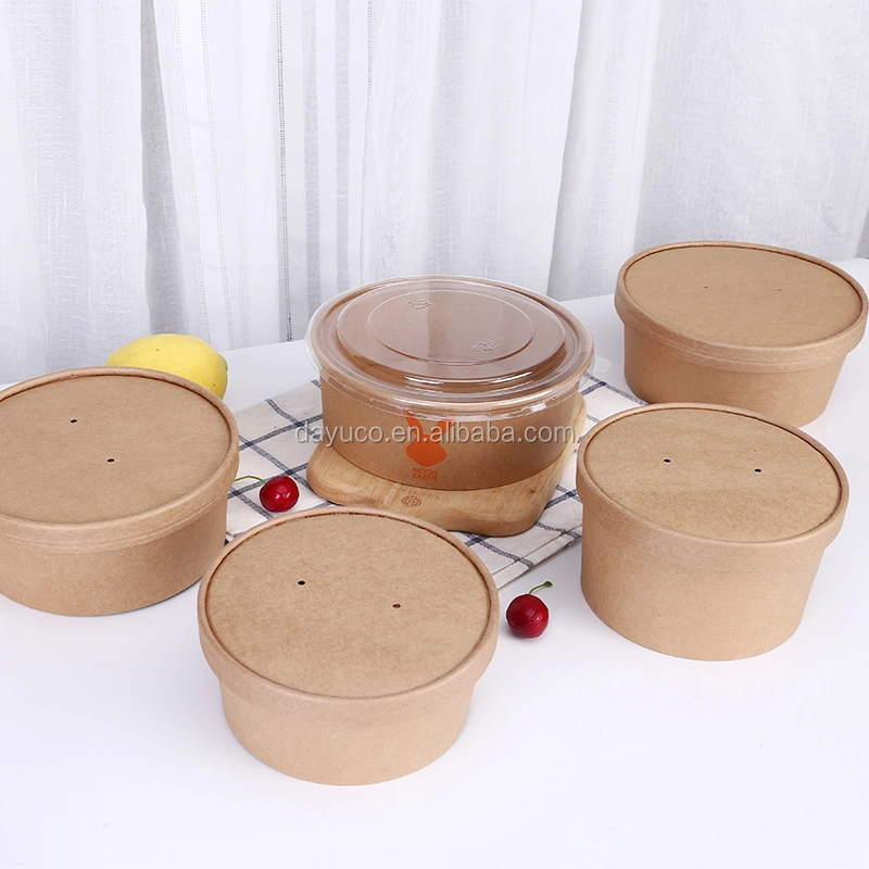 High quality/High cost performance  Disposable Eco-Friendly Kraft Paper Packaging Round Salad Bowl