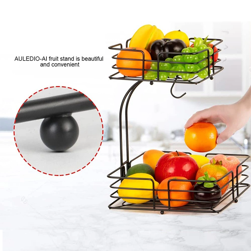 Hot Sale Detachable 2 Tier Metla Wire Storage Fruit Basket for Kitchen Counter