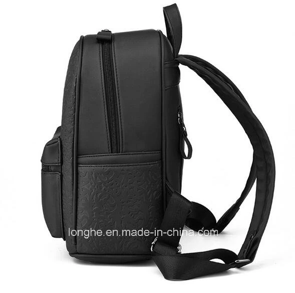 Venta caliente negro señoras flores impresas Mochila (ZX20380)