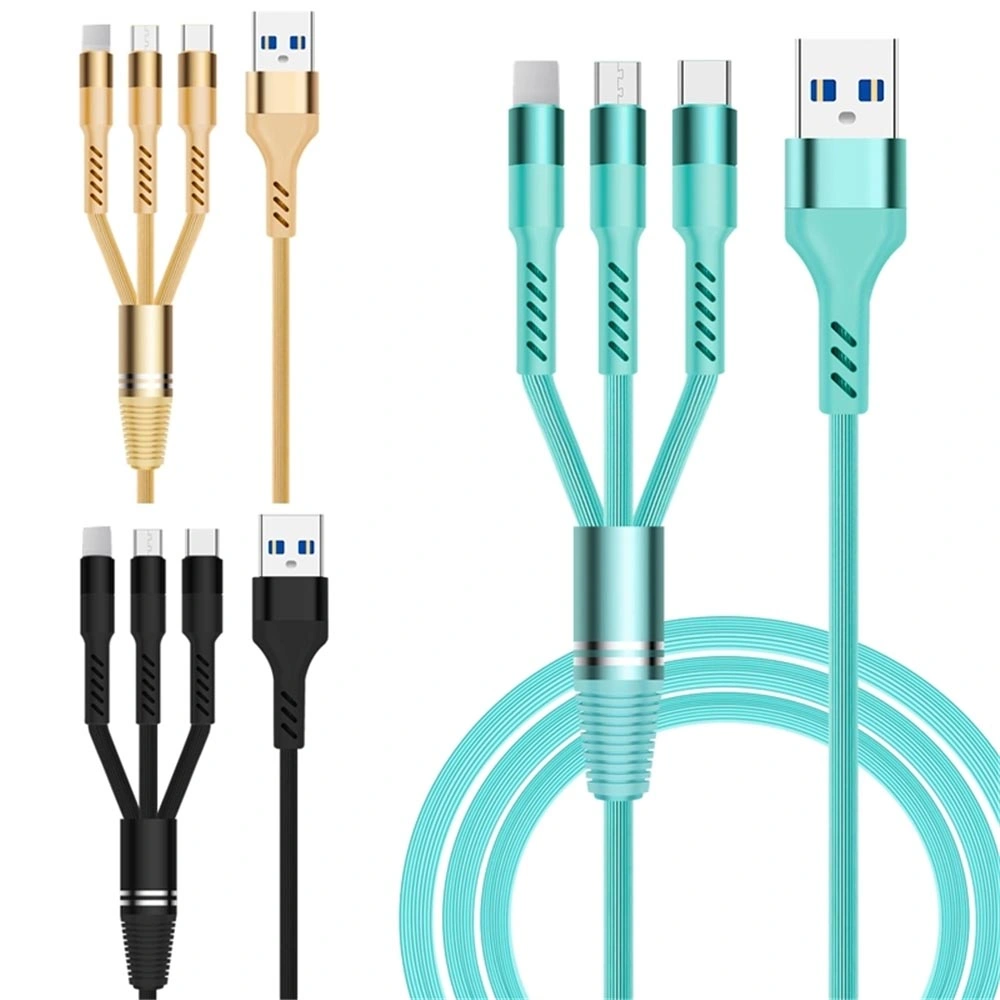 Rt-Mc53 3in1 Micro Type C 8 Pin Colorful USB Charging Cable for iPhone